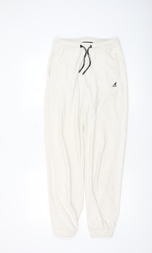 Kangol Women's Ivory Jogger Trousers UK 8 Cotton Blend Comfy Loungewear