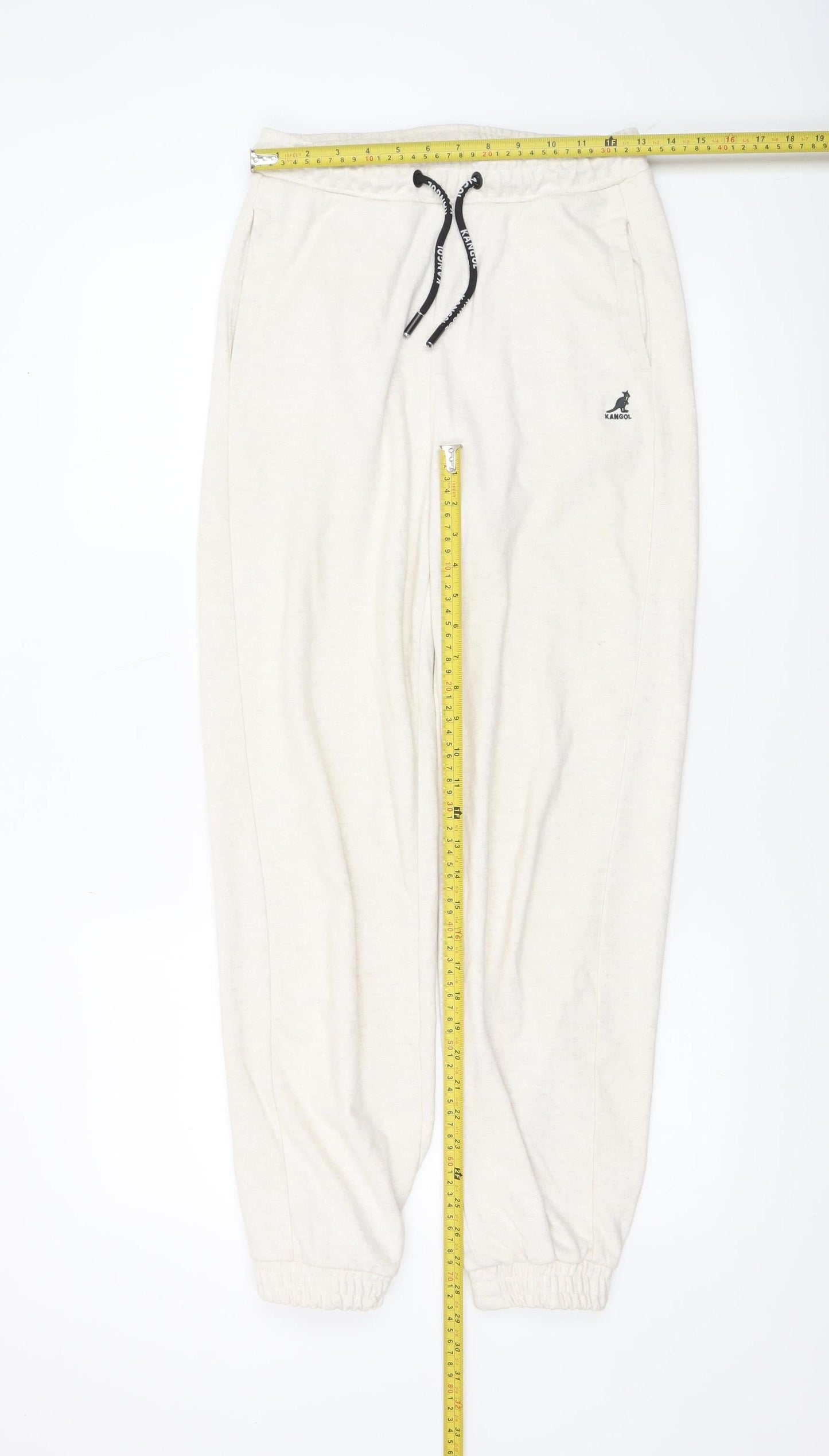 Kangol Women's Ivory Jogger Trousers UK 8 Cotton Blend Comfy Loungewear