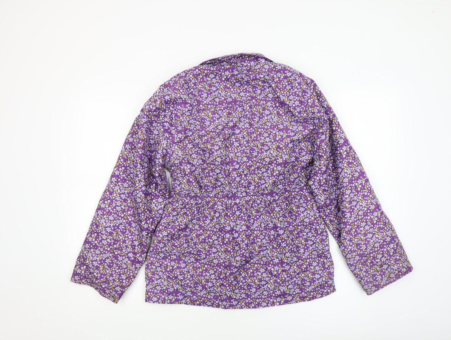 Name It Girls Purple Floral Hooded Rain Coat 11-12 Years Lined Jacket