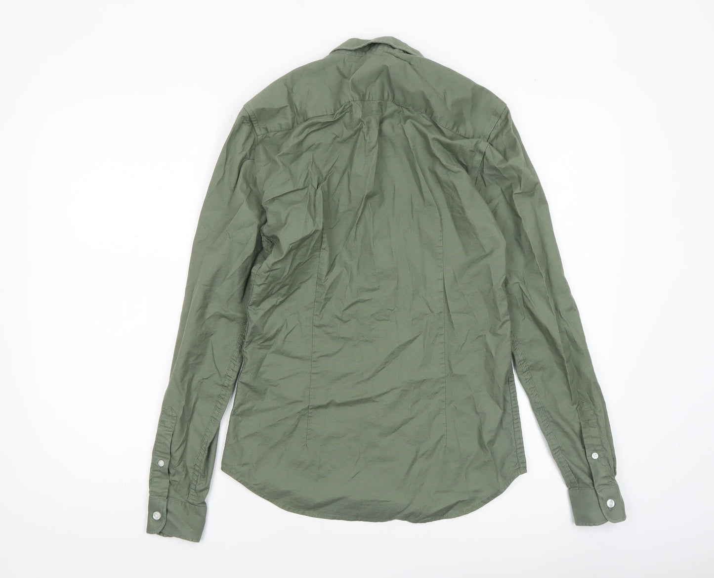 New Look Men Green Muscle Fit Button-Down Shirt Size S