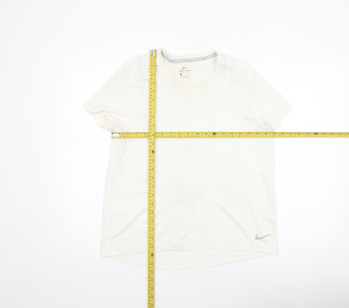 Nike Women White Dri-Fit Running T-Shirt L Lightweight Breathable Activewear