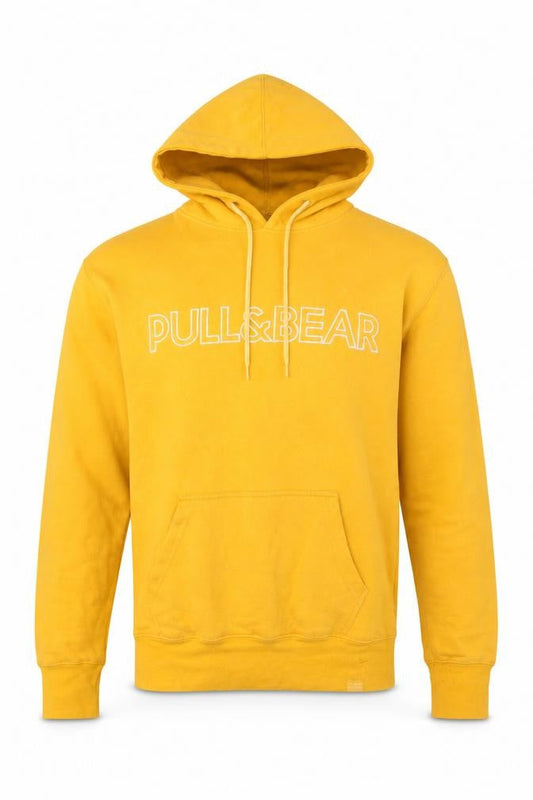 Pull&Bear Men Yellow Pullover Hoodie S Regular Fit