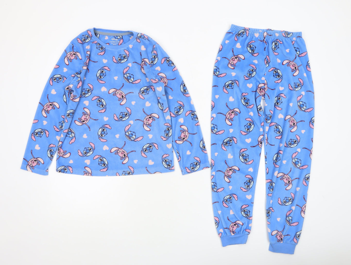 Disney Girls Blue Lilo & Stitch Fleece Pyjama Set 8-9 Years Long Sleeve
