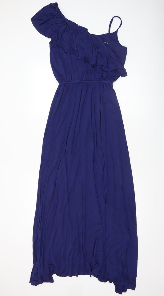 U.S. Polo Assn. Women's Blue One Shoulder Maxi Dress Size L