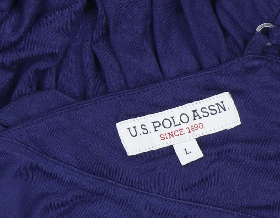 U.S. Polo Assn. Women's Blue One Shoulder Maxi Dress Size L