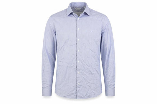 Calvin Klein Men's Blue Slim Fit Long Sleeve Striped Button-Up Shirt Size 15.75