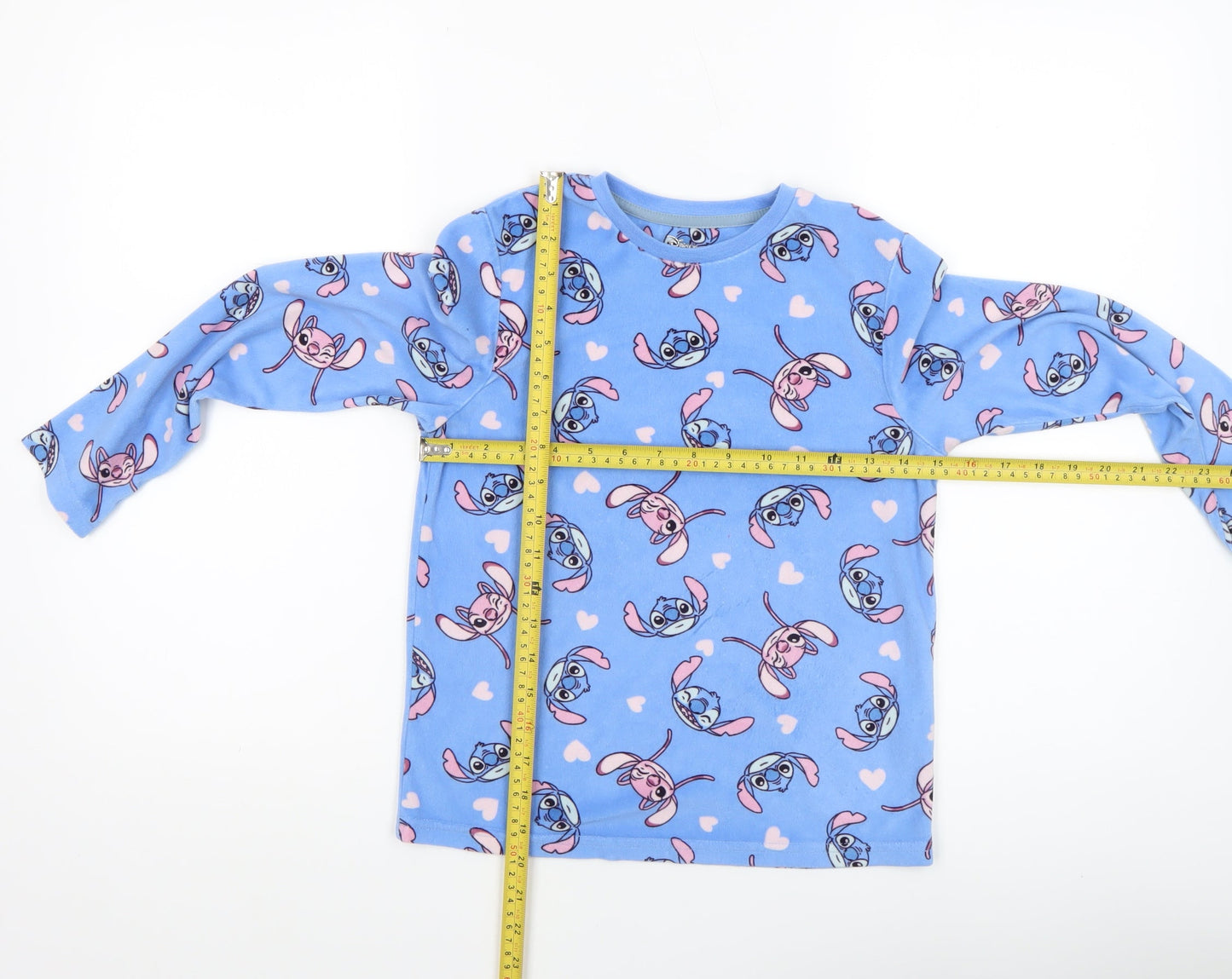 Disney Girls Blue Stitch Fleece Long Sleeve Pyjama Set 8-9 Years