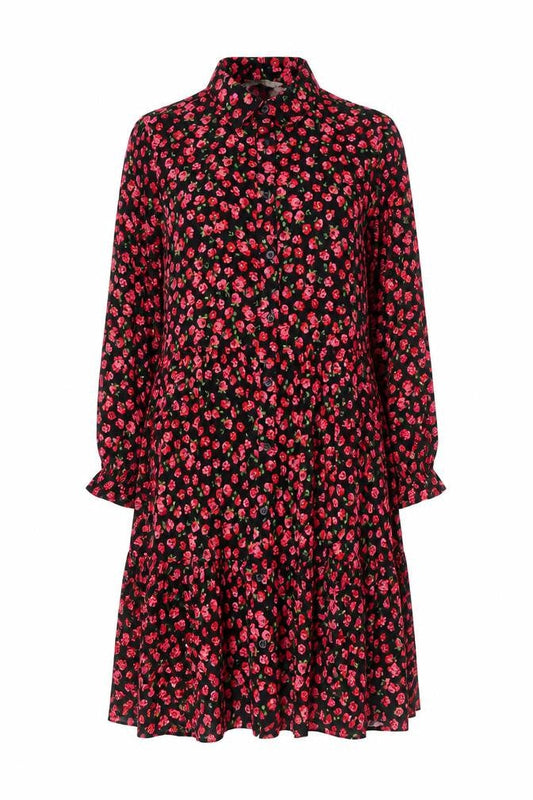 Stradivarius Women’s Black Floral Shirt Dress Size 10 Viscose