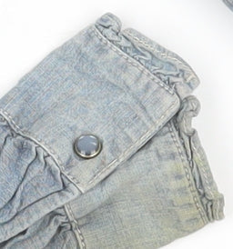 GapKids Girls Blue Denim Button-Up Ruffle Shirt Long Sleeve 7 Years