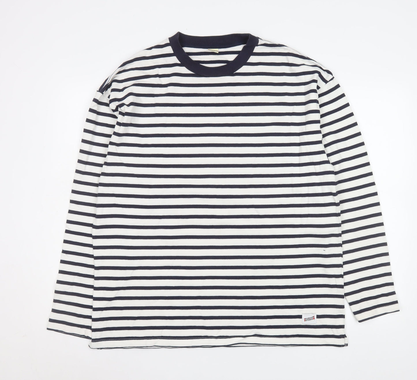 Screen Stars Women’s Multicoloured Striped Long Sleeve Cotton T-Shirt L
