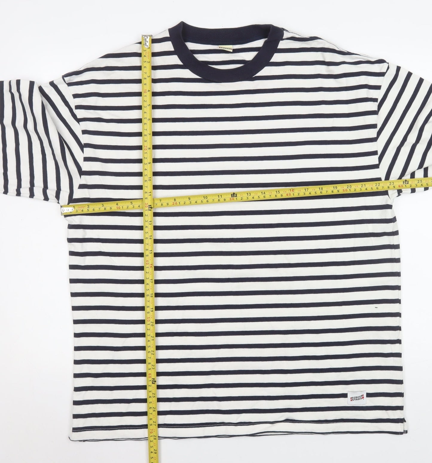 Screen Stars Women’s Multicoloured Striped Long Sleeve Cotton T-Shirt L