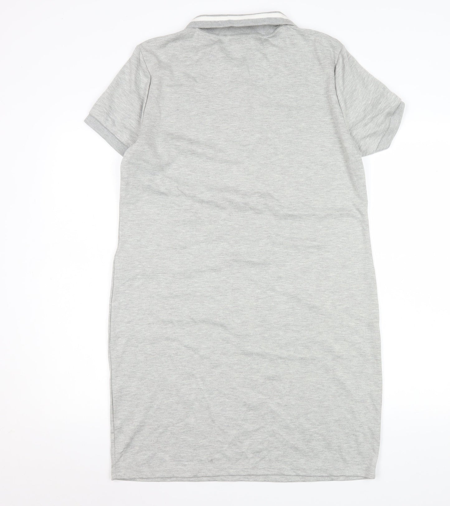 Vila Women’s Grey Collared Shirt Dress L Short Sleeve Jersey Casual
