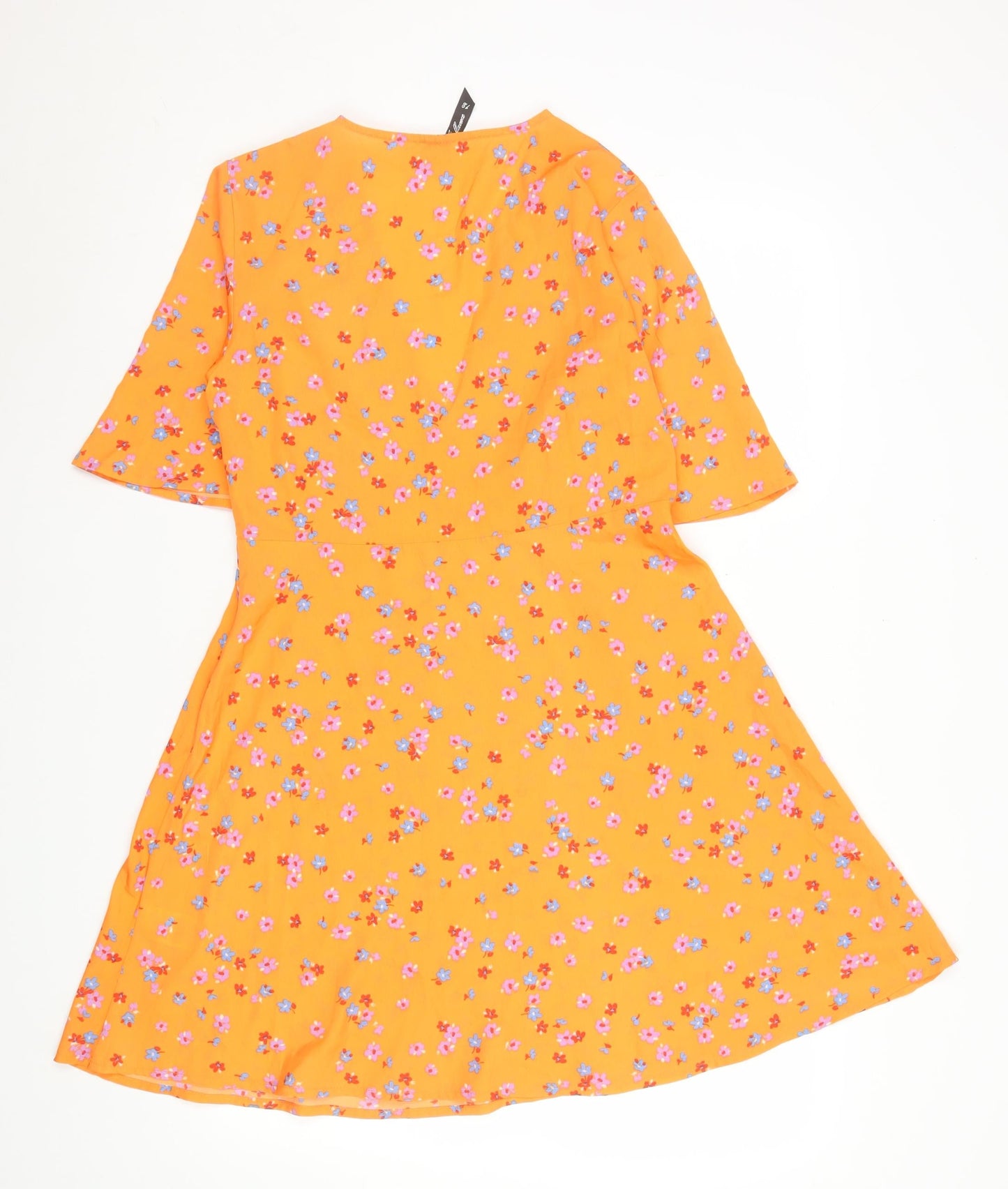 Influence Women’s Orange Floral Short Sleeve A-Line Dress Size 12