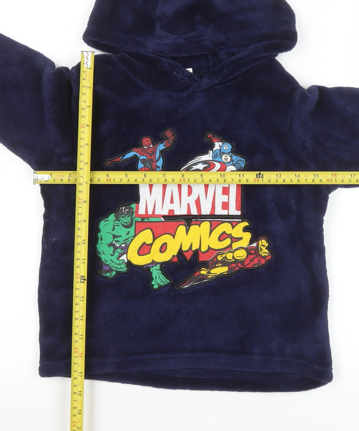 Marvel Boys Blue Fleece Hooded Pyjama Top 7 Years Superhero Winter Nightwear