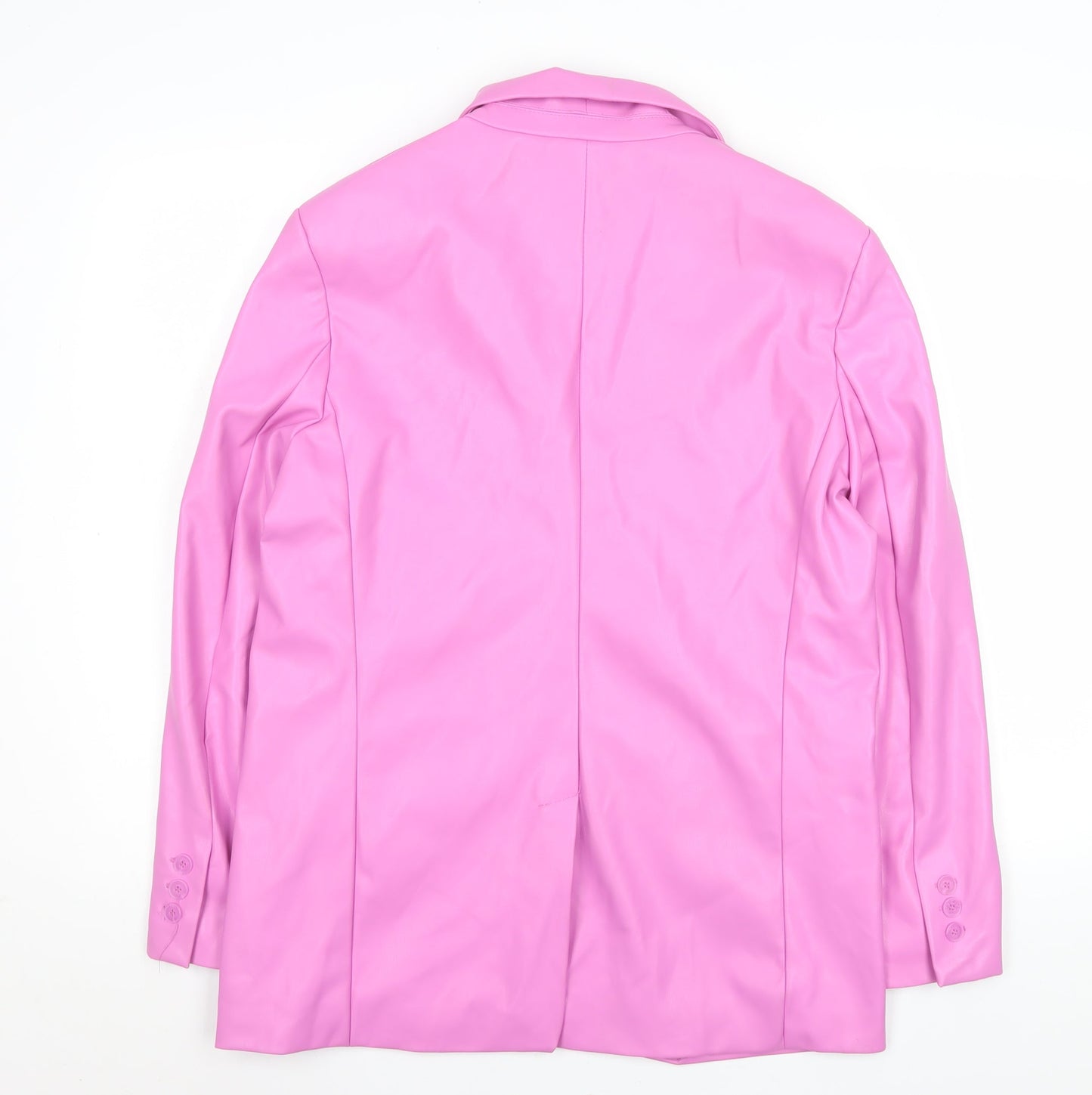 Bershka Women Pink Faux Leather Blazer Jacket Size S
