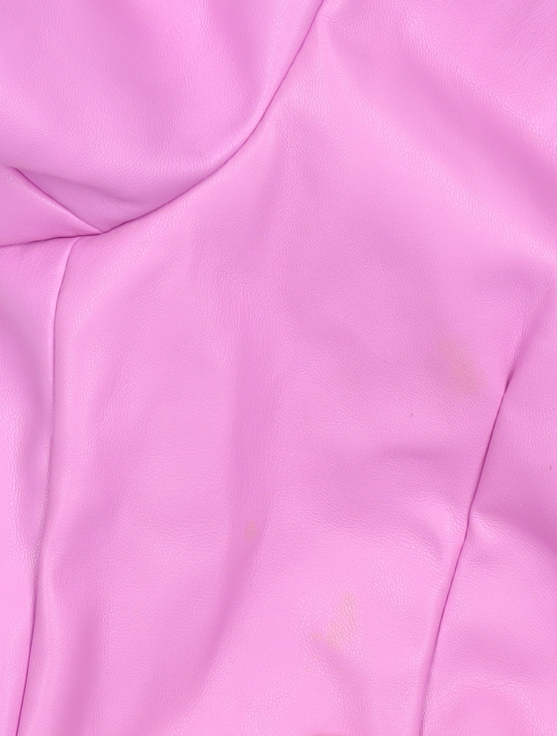 Bershka Women Pink Faux Leather Blazer Jacket Size S