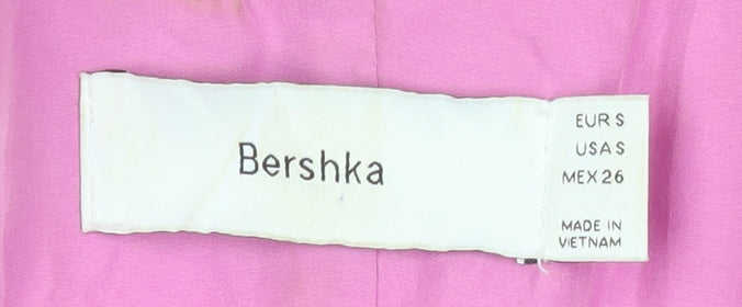 Bershka Women Pink Faux Leather Blazer Jacket Size S