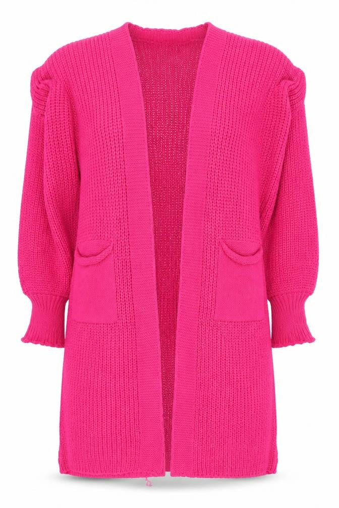 QED London Women’s Pink Chunky Knit Longline Cardigan Size 10