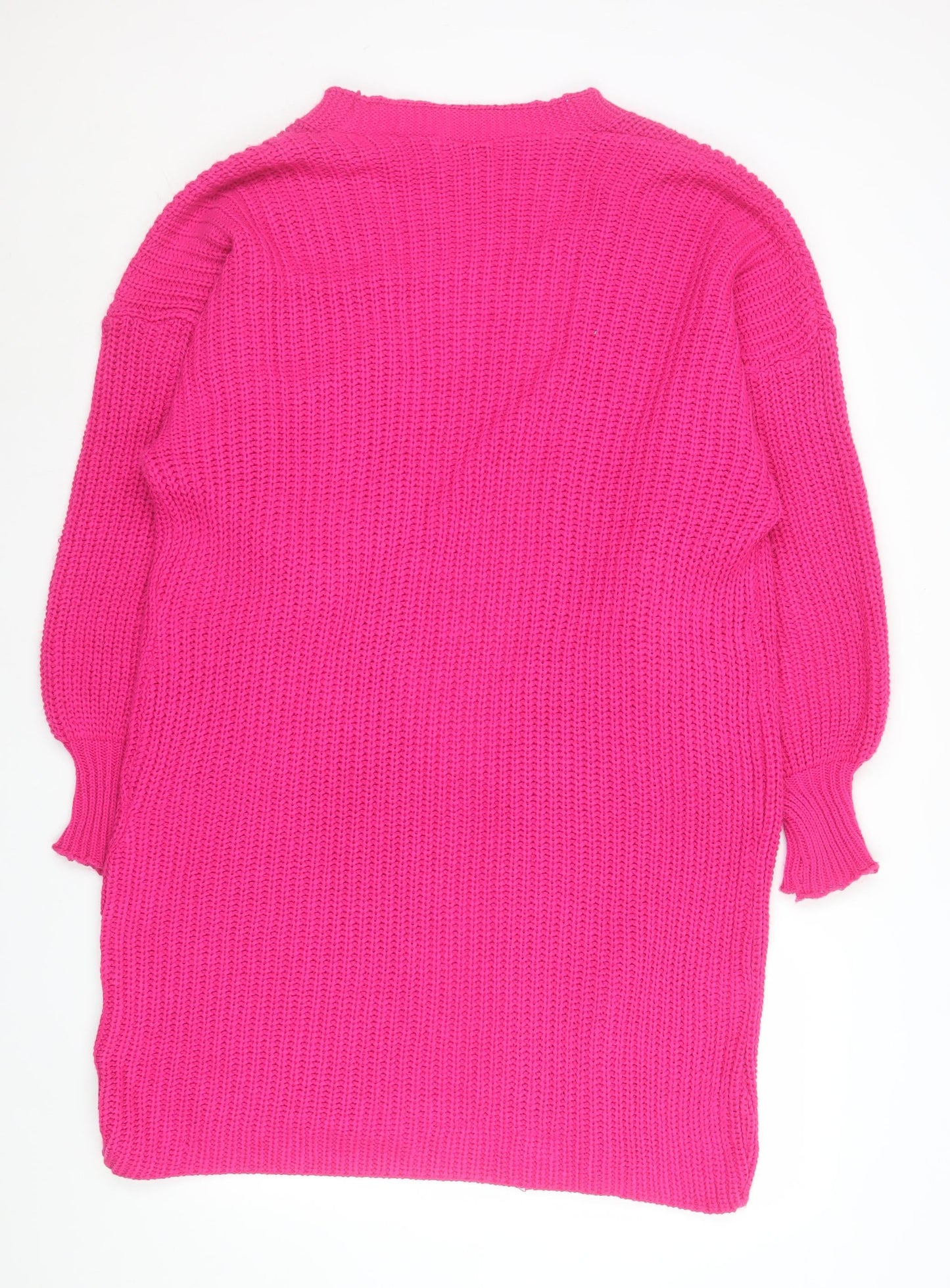 QED London Women’s Pink Chunky Knit Longline Cardigan Size 10