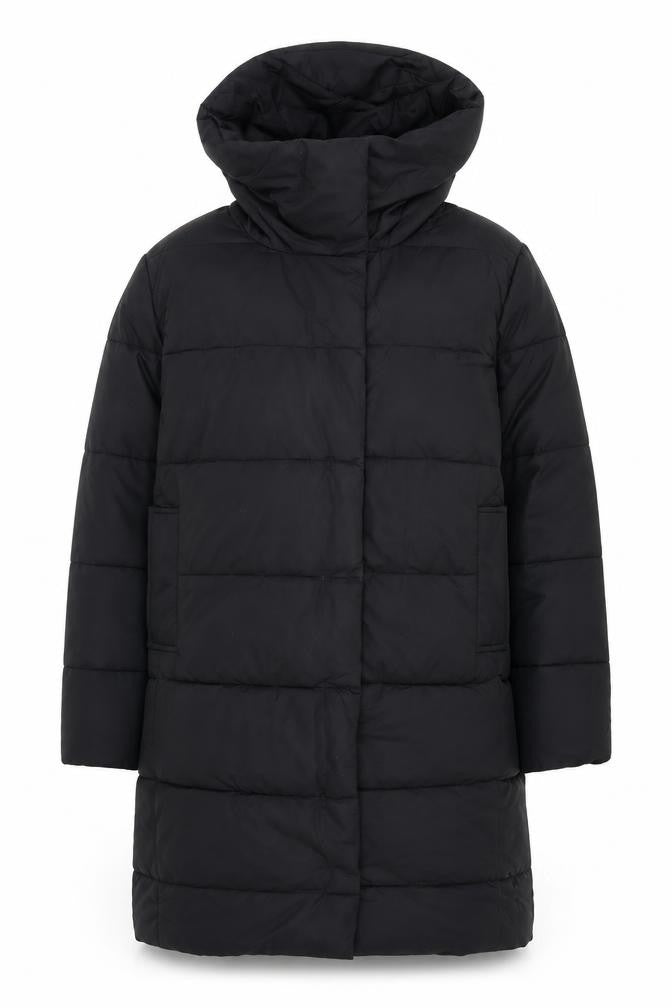 Gallery Womens Black Size 10 Long Puffer Coat Hooded Winter Jacket