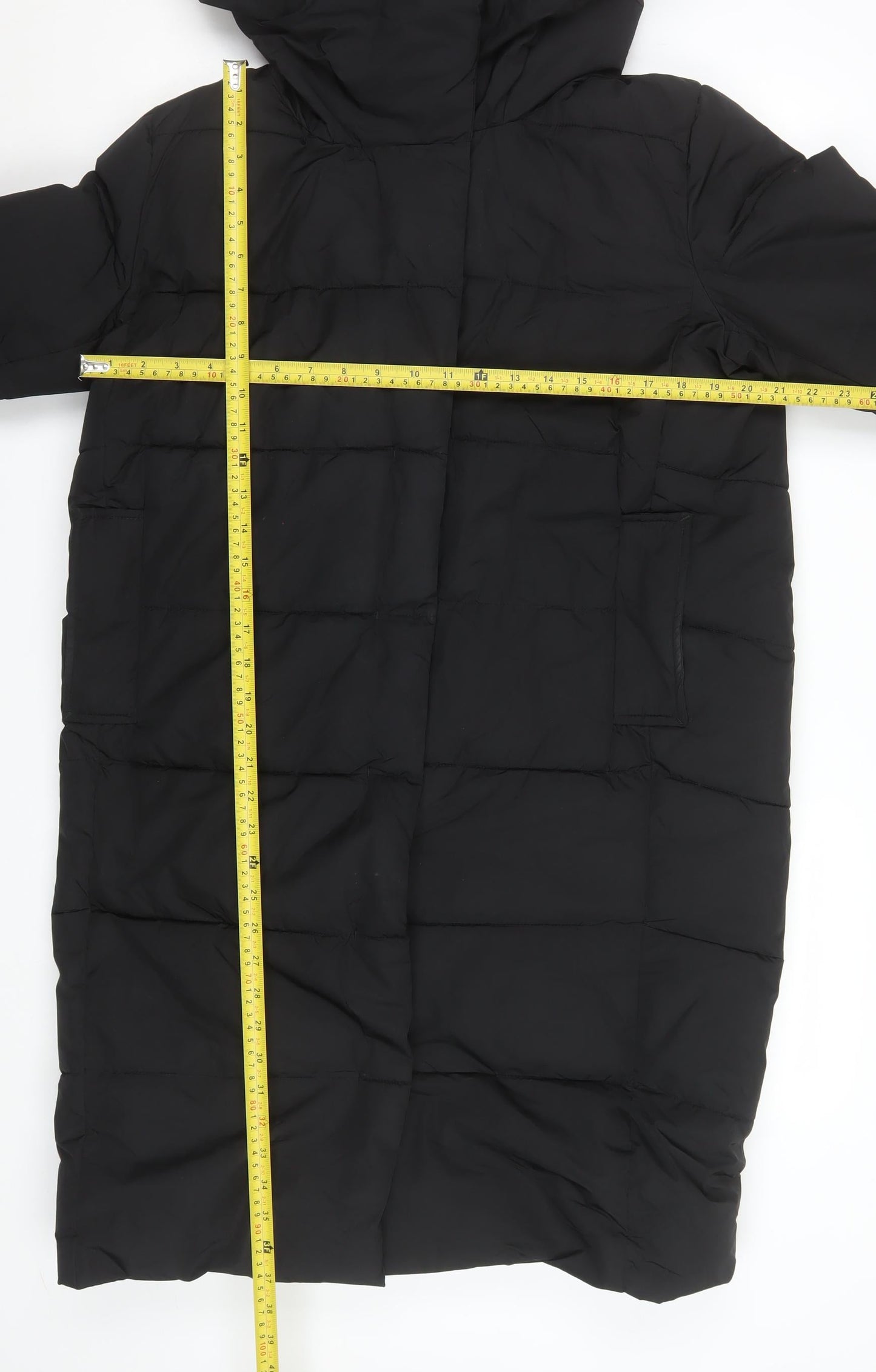 Gallery Womens Black Size 10 Long Puffer Coat Hooded Winter Jacket