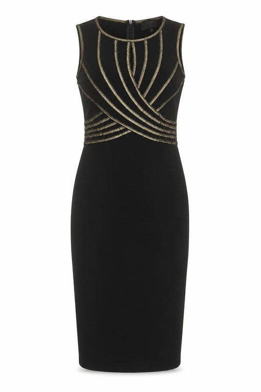 Tokyo Doll Women's Black Gold Bodycon Midi Party Dress Size 8