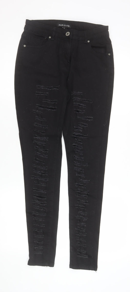Parisian Women Black Distressed Skinny Jeans Size 12