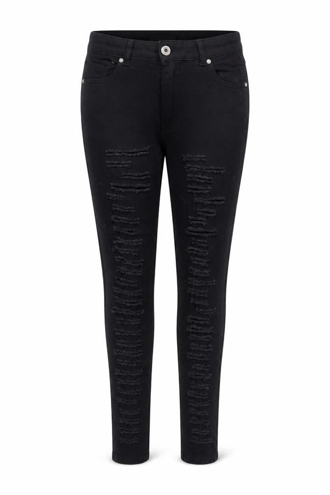 Parisian Women Black Distressed Skinny Jeans Size 12