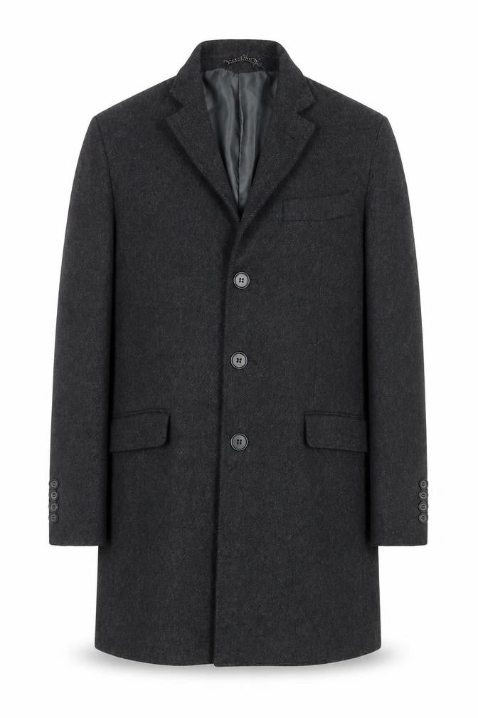 Christiano Baldinucci Men's Grey Wool Overcoat M Classic Formal