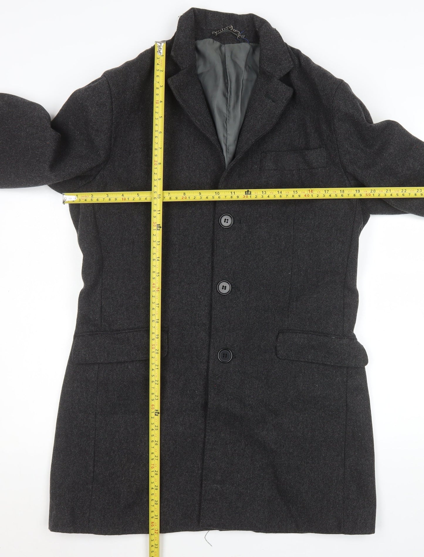 Christiano Baldinucci Men's Grey Wool Overcoat M Classic Formal