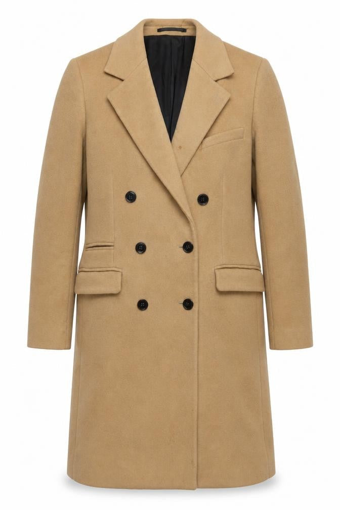 The Kooples Men's Beige Wool Overcoat 38 Classic Long