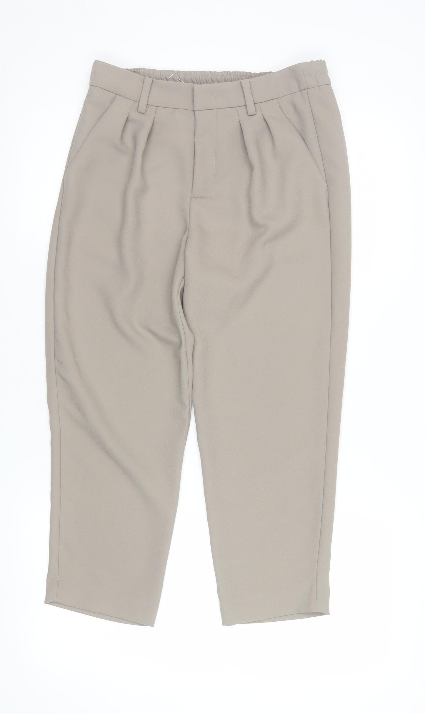 Benetton Women’s Beige Tapered Pleated Trousers Size 6