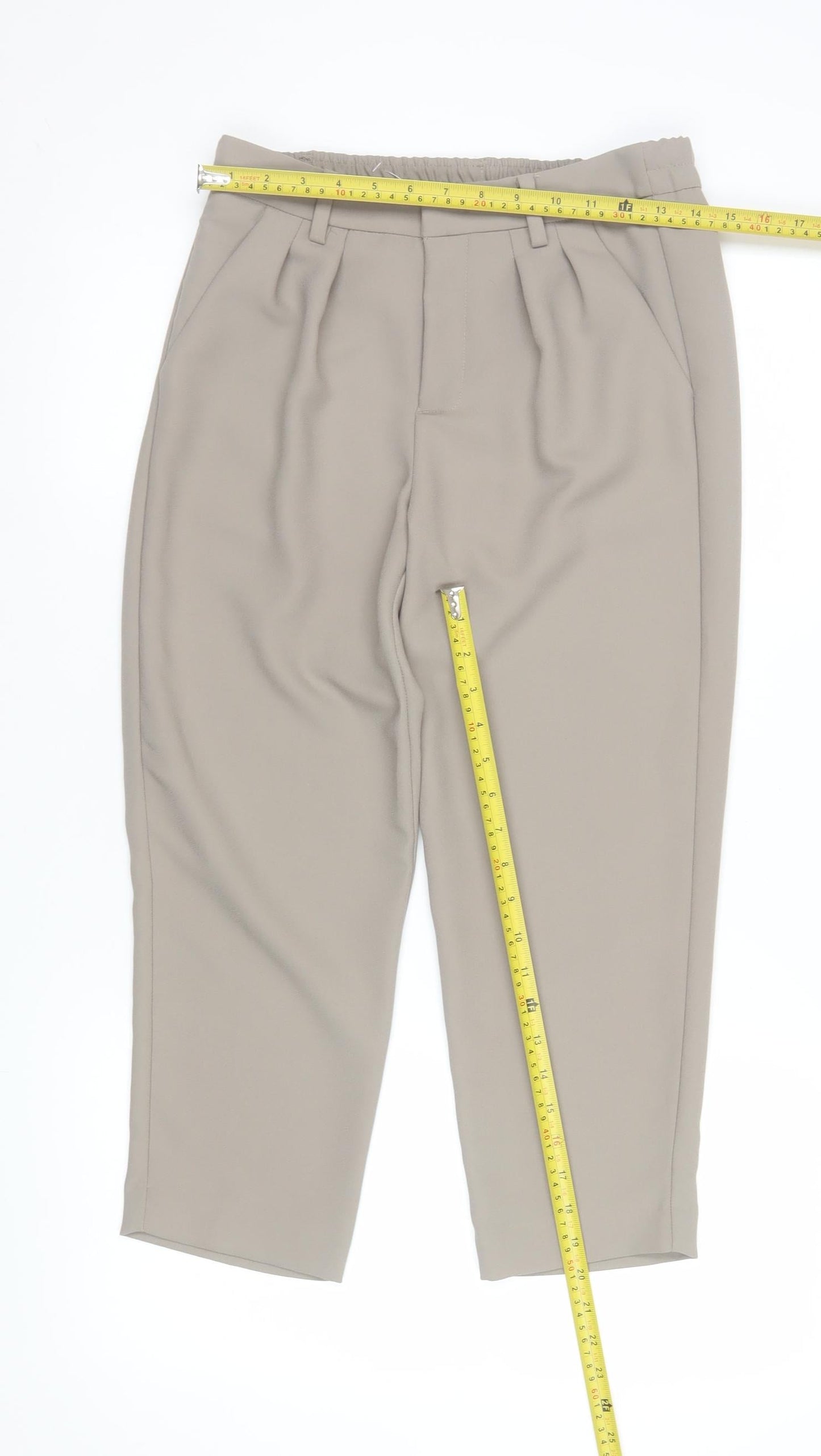 Benetton Women’s Beige Tapered Pleated Trousers Size 6