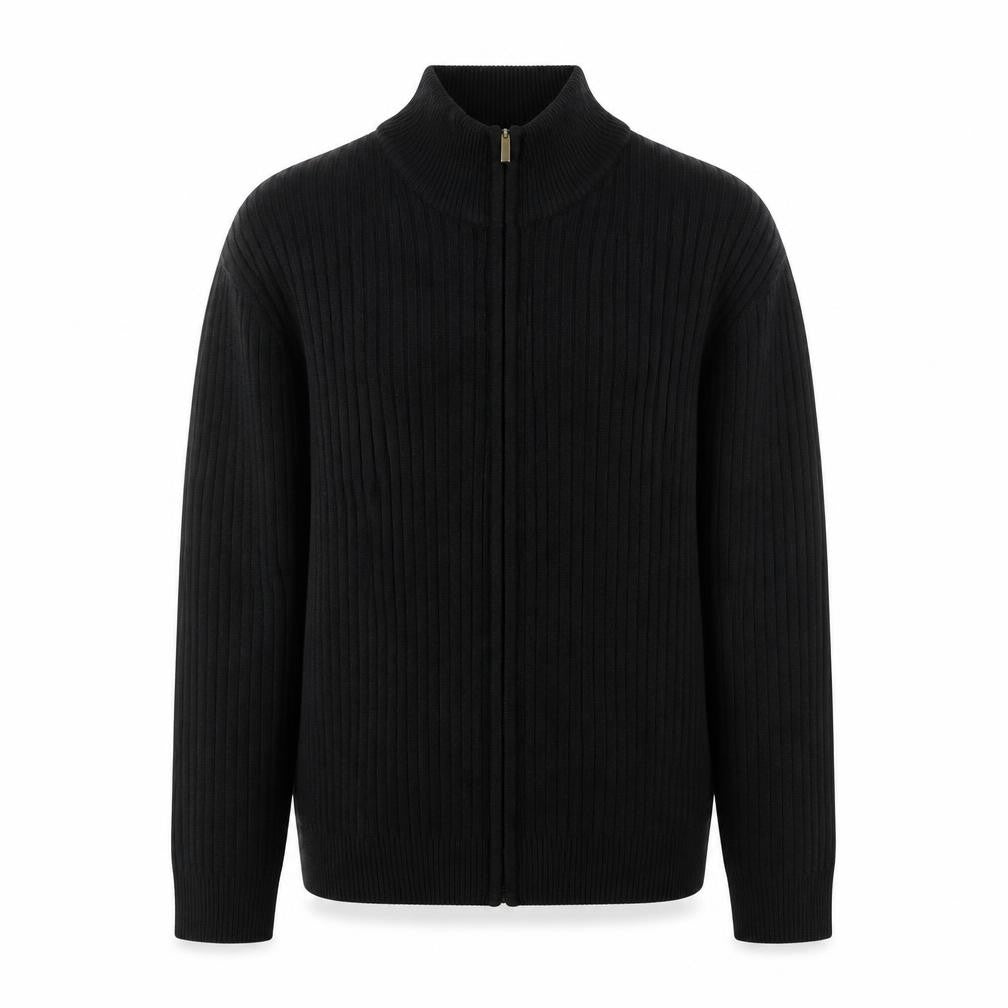 Premier Man Black Ribbed Full Zip Knit Men’s Jacket M 40in