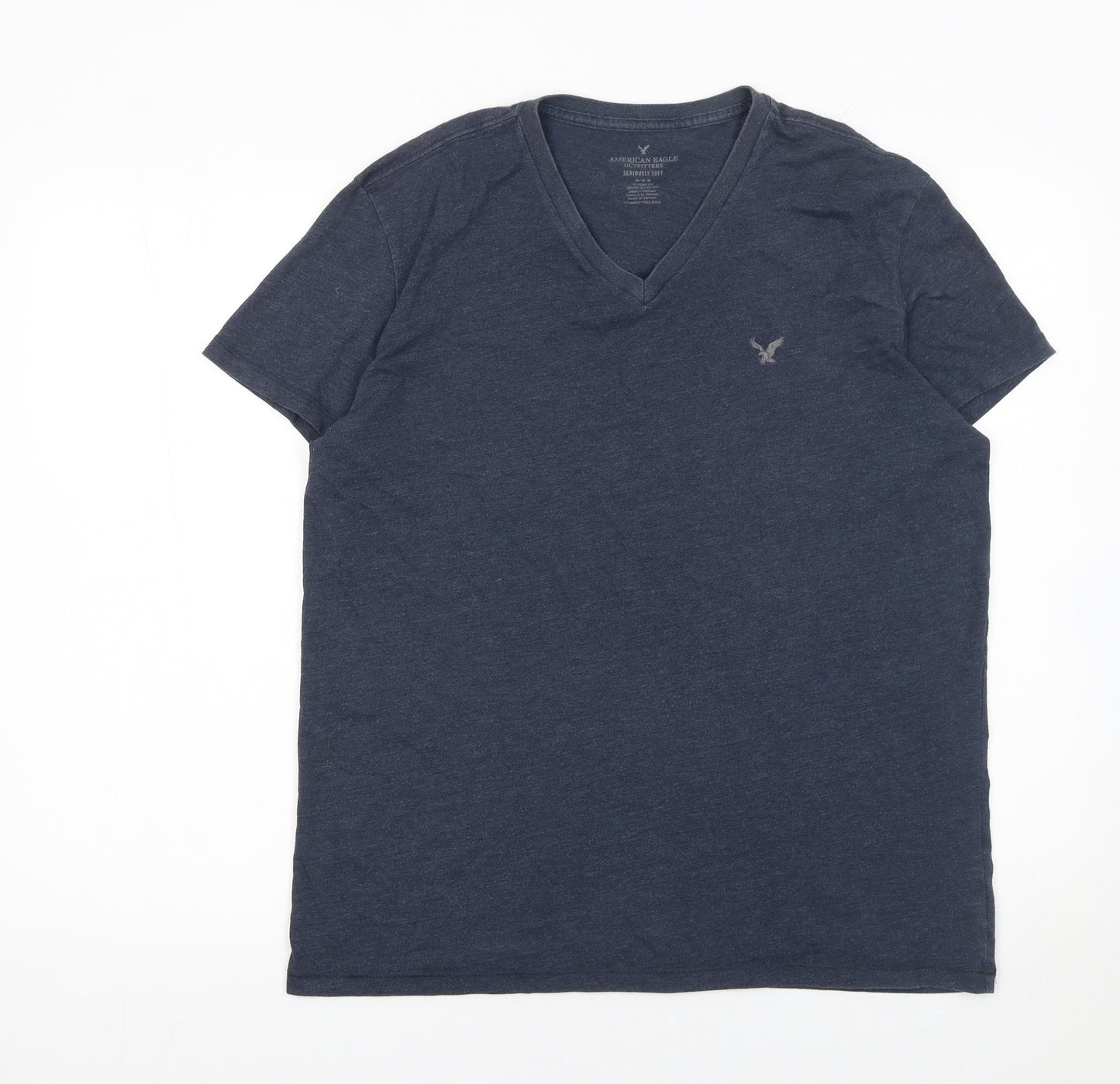 American Eagle Outfitters Men's Blue V-Neck Classic Fit T-Shirt M
