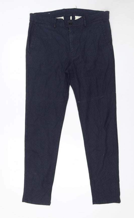 Zara Men's Blue Slim Fit Chino Trousers Size 32