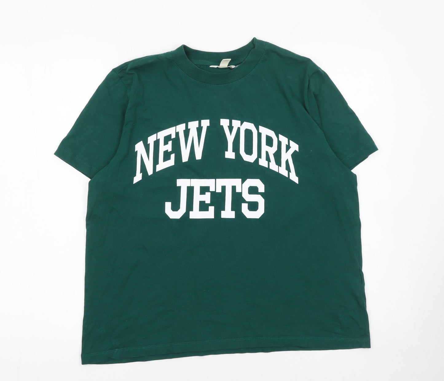 NFL Womens Green New York Jets T-Shirt L Short Sleeve Cotton Sports Top