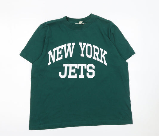 NFL Womens Green New York Jets T-Shirt L Short Sleeve Cotton Sports Top