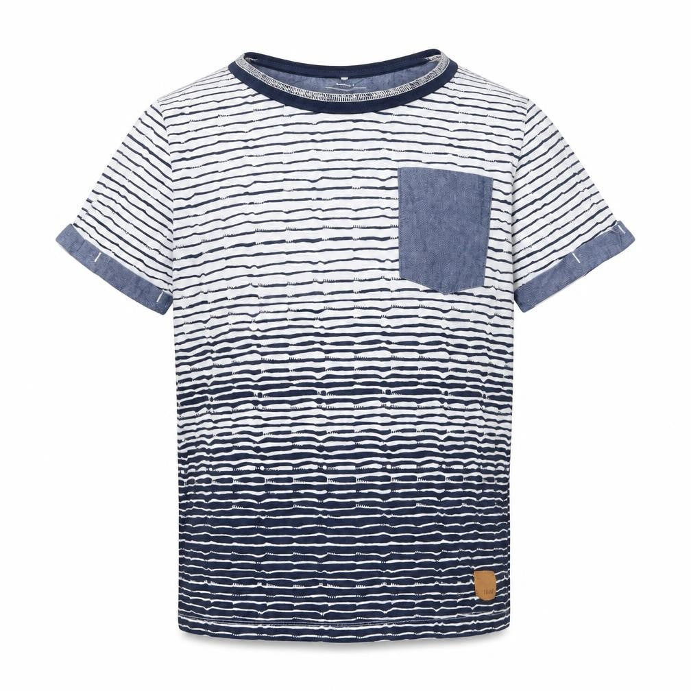 NAME IT Boys Blue White Striped T-Shirt Short Sleeve Cotton 9-10 Years