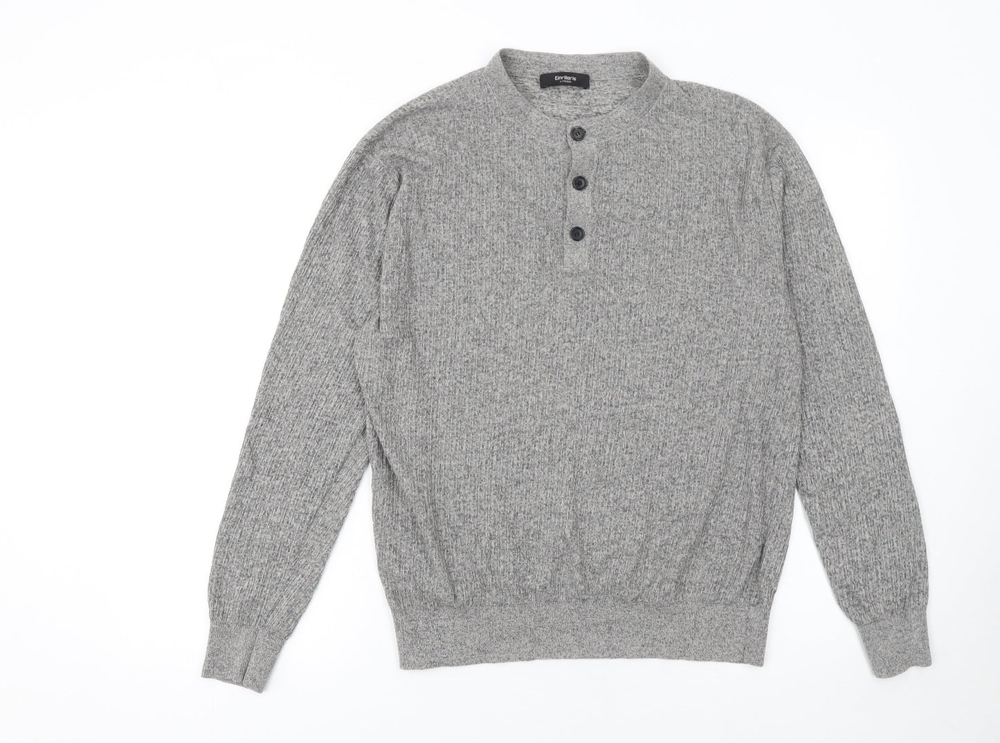 Einrlloris Boys Grey Henley Knit Jumper L Long Sleeve Winter Classic