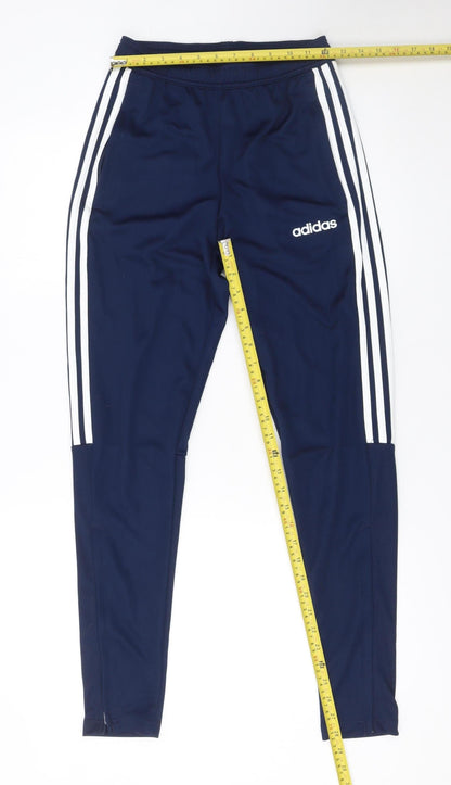 Back view of adidas boys’ blue xs jogger trousers aeroready primegreen activewear