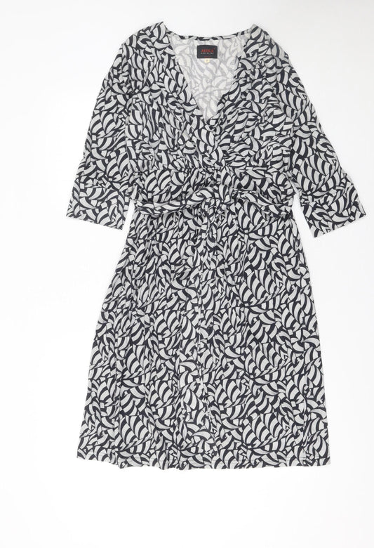 Avoca Anthology Women’s Black Geometric Wrap Dress Size 8