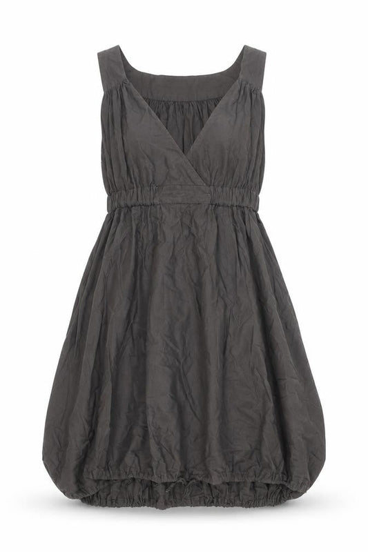 Warehouse Women's Grey Cotton Knee Length Sleeveless V-Neck Dress Size 10