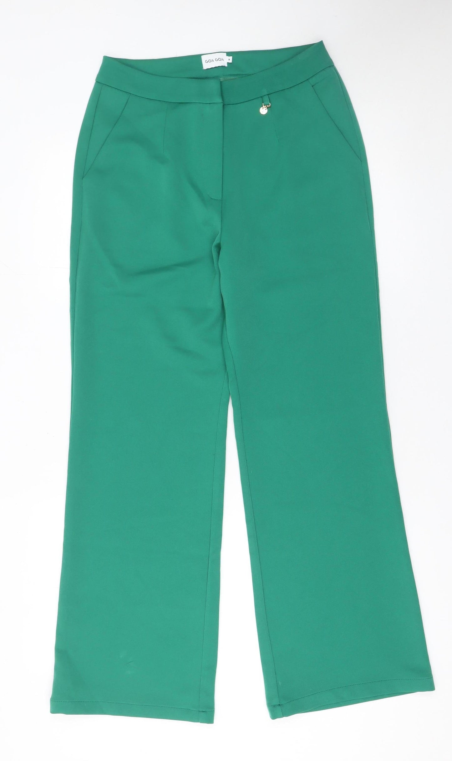 Goa Goa Women's Green Wide-Leg Stretch Crepe Trousers Size M