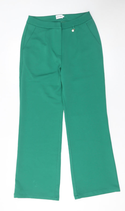Goa Goa Women's Green Wide-Leg Stretch Crepe Trousers Size M