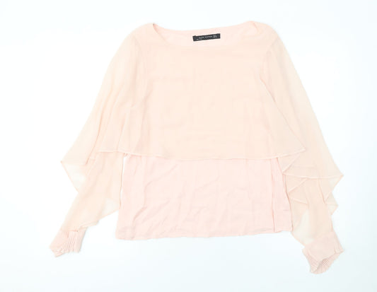 Zara Woman Pink Chiffon Layered Tunic Blouse Size 10