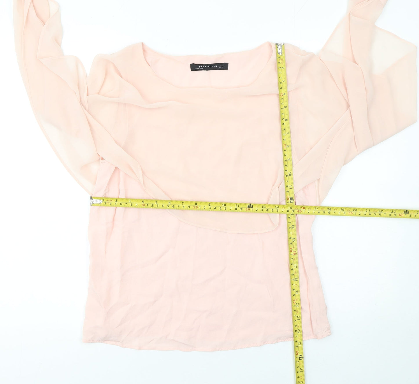 Zara Woman Pink Chiffon Layered Tunic Blouse Size 10