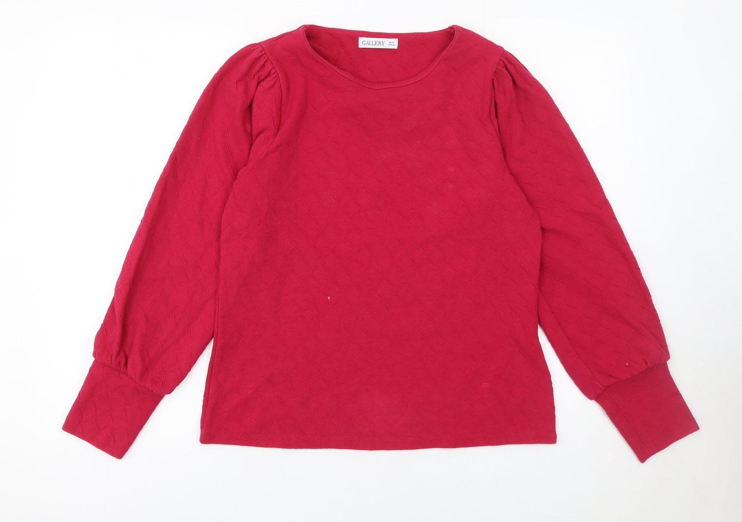 Gallery Women’s Red Long Sleeve Cotton Blend Jersey Blouse Size 12