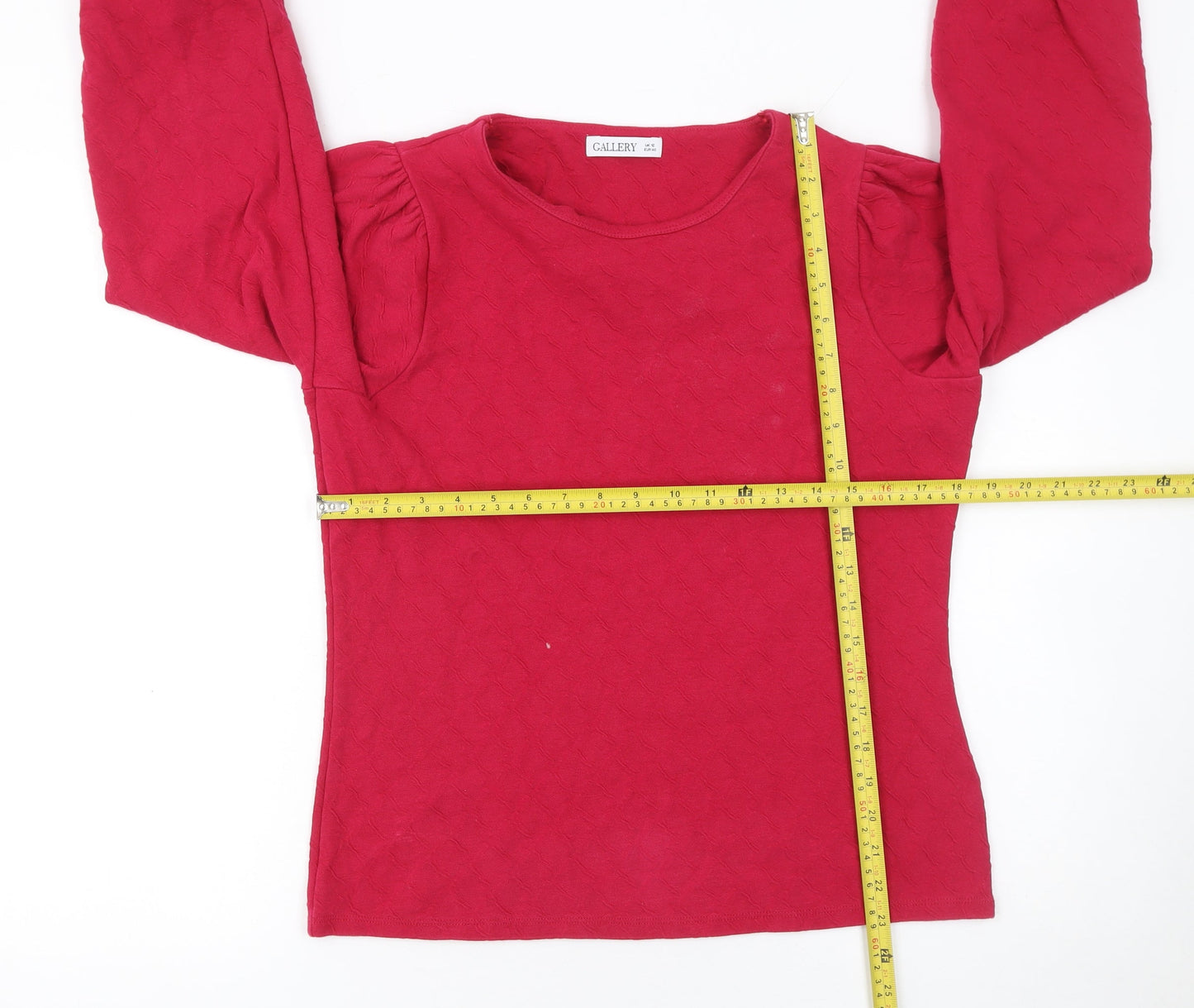 Gallery Women’s Red Long Sleeve Cotton Blend Jersey Blouse Size 12
