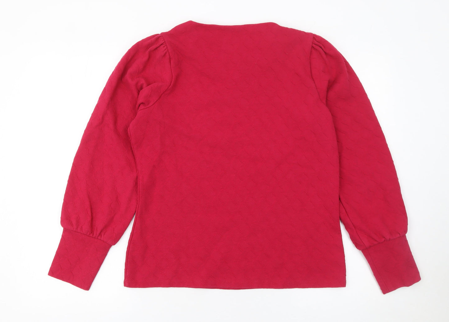 Gallery Women’s Red Long Sleeve Cotton Blend Jersey Blouse Size 12